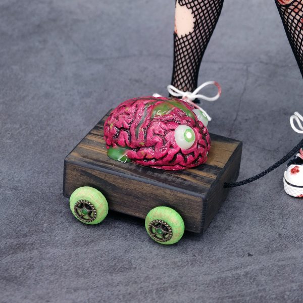 Juguete de arrastre con cerebro para muñecas Blythe y similares (escala 1:6). Carrito de madera, con efecto envejecido.