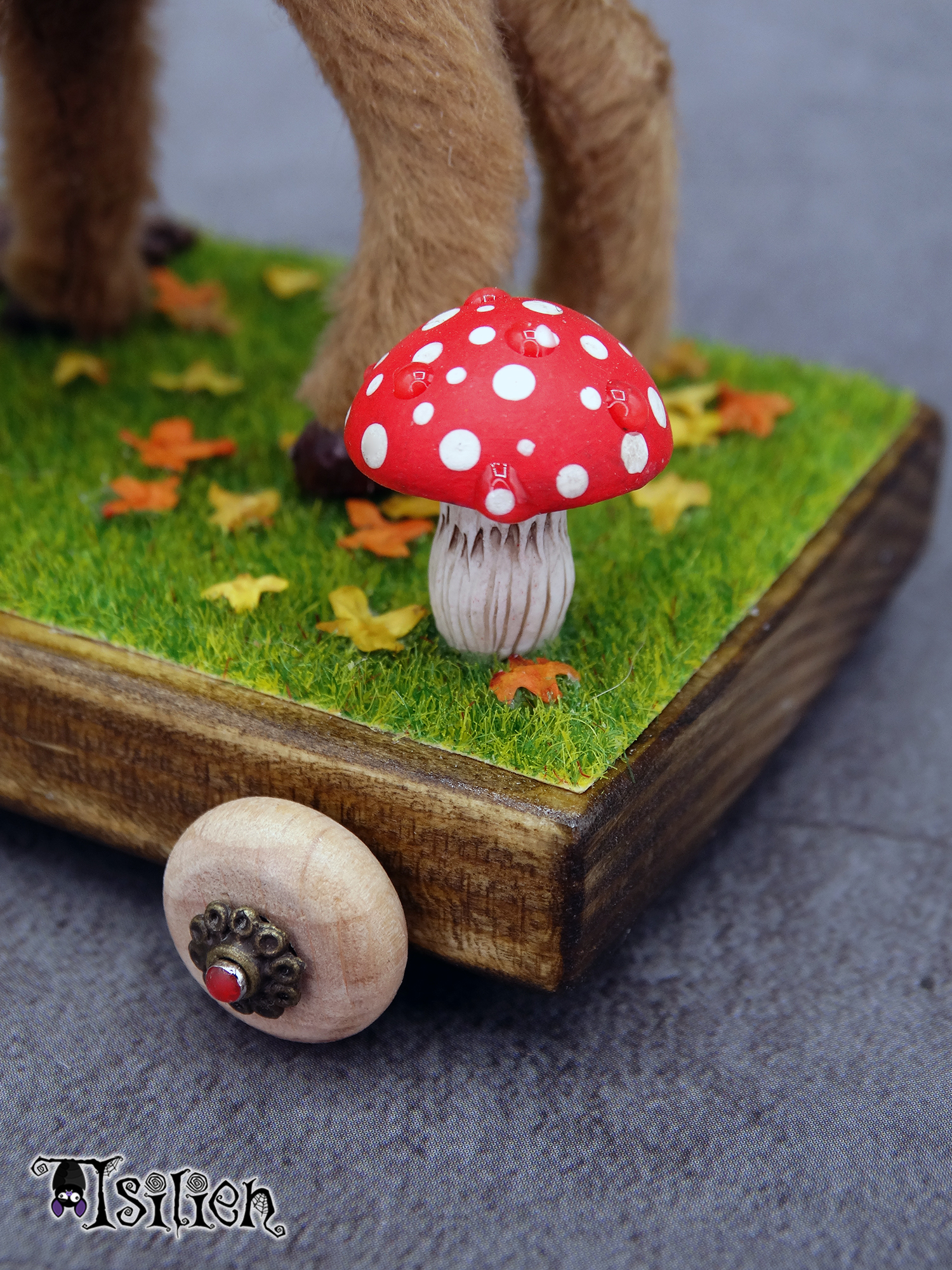 Juguete de arrastre de cervatillo alado para muñecas Blythe y similares (escala 1:6), con inspiración otoñal. Carrito de madera, con ruedas funcionales.
